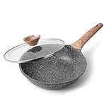 ZUOFENG Nonstick Frying Pan Skillet 24cm, Stone Pans Cookware Granite Coating, Induction Pans Saucepans Omelette Skillet