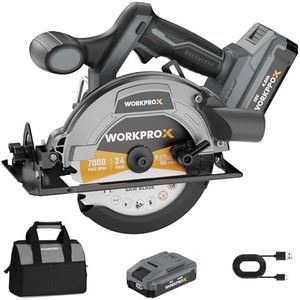 WORKPRO 20V Brushless Circular Saw, 5500 RPM mini circular saw with 6-1/2'' Saw Blade & Storage Bag, Max Cutting Depth 2-5/16"(90°),1-9/16" (45°) for Precise Wood & PVC Cutting