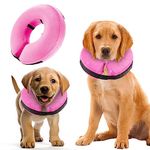 Inflatable Dog Collar with Quick Release and Adjustable Fit,This Protective Dog Cone for After Surgery Protects from Stitches, Bites, Licks and Wounds, Soft Pet Recovery Collar for Dogs, (Pink, S)