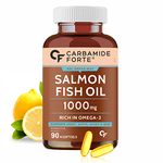 Carbamide Forte Salmon Fish Oil Omega 3 Capsule 1000 mg | 90 Softgel Capsules | EPA 180 mg & DHA 120 mg | Supports Heart, Joints, Bones & Skin