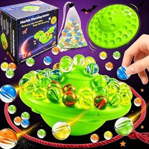 Marble Balance Board Game with 60 Glass Marbles & Storage Base - Fun Family Board Game for Kids & Adults, Party Game for 1-4 Players | Educational STEM Toy & Birthday for Kids Ages 8-12