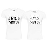 Hangout Hub Girl's Round Neck T-shirt Big Sister Little Sister (White;Big Sis 12-14 Yrs, Lit Sis 8-10 Yrs ;) Pack of 2 Kids Sibling Family T-shirts