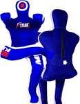 Un-Filled Wrestling Dummy Grappling Dummy Jiu Jitsu Dummy for BJJ Judo Karate Training Adult Kids and Youth Practice Dummies (Blue Sit, 5ft / 60 inches)