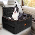 Zxyculture Dog Car Seat for Medium/Large Dogs, Dog Booster Car Seats for Under 60 lbs or 2 Small Dogs, Multi-Functional Pet Car Seat with Thick Cushion, 2 Belts, Snack Pockets & Dog Car Bed (Black)