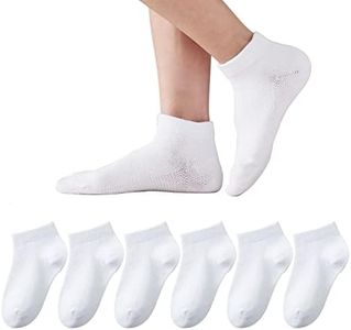 EPEIUS Kids Ankle Socks Girls Seamless Low Cut No Show Socks Cotton Thin Athletic Socks for Boys 6 Pack, White 6 Pack, 8-11 Years