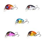 Voarge 5Pcs 3cm Fishing Lures Set, mini tiny small light shallow dive trout perch fishing lures, Single Hook Spinner Baits for Fishing Lovers Fishing Tackle Kits