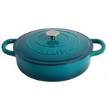 Crock Pot 112002.02 Artisan Enameled Cast Iron Braiser W/Lid, Teal Ombre