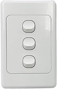 Contech CLSOL 3 Gang 2 Way Push Button Light Switch Vertical, SAA Approved, 10A 250V PVC White, Button Rotatable