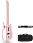 INGPARTNER Stringless Smart Guitar, Portable and Foldable with App Control, Chord Generator, Electric Travel Guitar Built-in Drum Machine & Speakers, No Strings Attached for Beginners & Bands, Pink