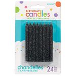 Amscan 170434 Birthday Celebration, Large Glitter Spiral Candles, Black, 3 1/4" 24ct