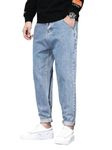 Ben Martin Men's Casual Stretchable Denim Tapered Fit Light Blue Carrot Jeans Size 34_1