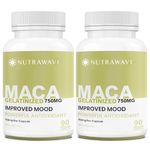 Nutrawave PURE HIGHEST POTENCY GELATINIZED MACA 750mg Capsules, Maca Supplement for Women and Men, Non-GMO, Vegan, Gluten Free. 180 Capsules.
