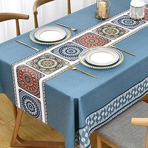 Zobesta Blue Vinyl Tablecloths for Rectangle Tables, Waterproof Tablecloth Plastic-PVC Table Cover Waterproof Table Clothes for 8 Foot Rectangle Tables (55 x 86 Inch, 6-8 Seats, Blue)