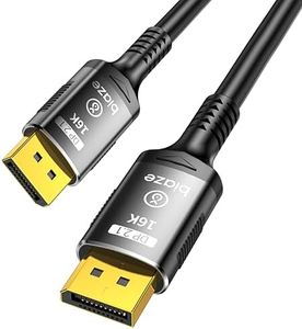 biaze DisplayPort 2.1 Cable 16K Ultra HD 80Gbps 240Hz, 8K@60Hz 4K@240Hz, HDR Support, Gold-Plated Connector, Nylon Braided - 10ft/3M for Gaming PC/Monitor/PS5/Projector