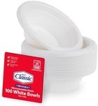 Euro Classic White Lightweight Plastic Plates 100 Pack - Microwave and Dishwasher Safe - Bulk Dinnerware Set for Catering, Events, Parties, and Everyday Use (12oz Bowls)