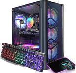 STGAubron Gaming Desktop PC, Intel Core i5 3.2G up to 3.6G, 16G RAM, 512G SSD, Radeon RX 5700 8G GDDR6, 600M WiFi, BT 5.0, RGB Fan x 6, RGB Keyboard & Mouse & Mouse Pad, W10H64