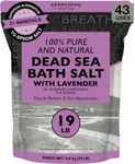 Aromasong Pure Dead Sea Salt for Soaking with 100% Natural Lavender, 19 LB - Spa Bath Salt Fine Grain - Body Wash Scrub - Soak for Women & Men- Bulk Resealable Pack (Packaging May Vary)