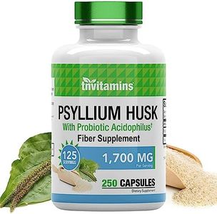 Psyllium Husk Fiber 850 Mg with Acidophilus by TNVitamins (2 x 250 Capsules)