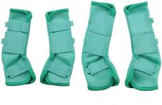 LEAFOREST Horse Fly Boots Set of 4 - Non Slip Leg Protection for Donkey Mini Pony Draft, Breathable Mesh Fly Boots for Pasture & Barn Use Green Pony