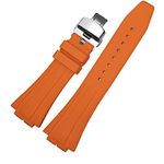 MOD Kit Compatible Fluororubber Strap Modified Rubber Watchband For Casio Men's For G-SHOCK GM2100 GM-2100B Watch Accessories With Tool (Orange Strap + Silver Buckle)