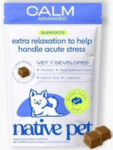 Native Pet Advanced Calming Chews for Dogs Large Breed - Anxiety Relief, Stress, Separation, Travel & Sleep Support with Melatonin for Dogs, Hydrolyzed Casein, Valerian Root & L-Tryptophan -120 Chews