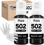 Printers Jack Compatible 590ml 502 T502 Refill Ink Bottles Replacement for ET-2750 ET-3750 ET-4750 ET-2760 ET-3760 ET-4760 ET-2700 ET-3700 ET-3710 ET-15000 ST-2000 ST-3000 ST-4000 Printer