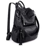 UTO Laptop Backpack Womens Teenage Girls School Bag Ladies Travel Rucksack Multi Compartments Anti Theft Pocket PU Leather Black