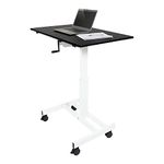 Single Column Crank Adjustable Stand Up Desk (White Frame/Black Top, 102cm)