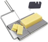 BeauFairy Cheese Slicer, Stainless Steel Cheese Cutter, Multipurpose Cheese Cutter Board with Accurate Size Scale, Metal Cheese Slicer Cutting Board for Butter Cheese & More, with a Mini Sharpener