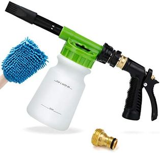 Ohuhu Car Wash Foam Gun, Car Wash Soap Sprayer with 3/8" Brass Connector & Car Washing Mitts, Dual Filtration, 6 Levels of Foam Concentration, Quick Connect to Most Garden Hose (Green)