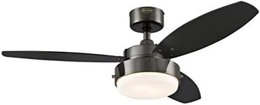 Westinghouse Lighting 78764 Alloy One-Light 105 cm Three-Blade Indoor Ceiling Fan, Gun Metal Finish with Opal Frosted Glass