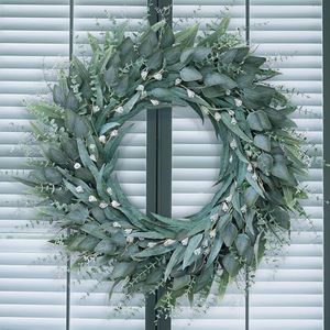 32" Eucalyptus Wreath for Front Door - Large Artificial Greenery Outdoor Wreath for Porch, Window,Farmhouse,Home,Holiday,Hanging Decor- Spring, Summer, Fall, All Seasons (Green)