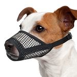 Mayerzon Dog Muzzle, Soft Mesh Muzzles for Small Medium Large Dogs Chihuahua Poodle Husky Labrador Retriever, Breathable Dog Mouth Guard for Biting Chewing Grooming, Allow Panting Drinking (S, Black)