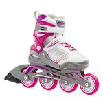 Bladerunner Rollerblade by Phoenix Girls Adjustable Fitness Inline Skate, White and Fuchsia, Junior, Value Performance Inline Skates, Youth Junior 1 to 4