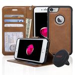 Navor Detachable Magnetic Wallet Case & Universal Car Mount Compatible for iPhone 7 & 8 [RFID Theft Protection] JOOT-1L Series - Brown