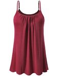 ROSYLINE Womens Camisoles with Built in Shelf Bra Casual Flowy Cami with Adjustable Straps Tank Loose Fit Size Wine Red 3XL