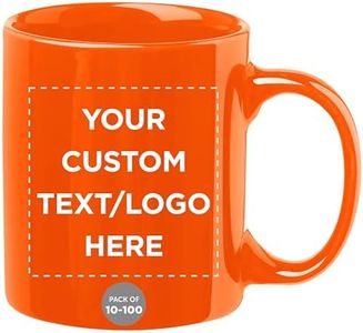Custom Ceramic Coffee Mugs 11 oz. Set of 100, Personalized Bulk Pack - Coffee cup set, Iced coffee cup, Gaming mug - Orange