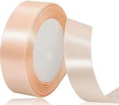 Champagne Pink Satin Ribbon 1 Inch x 25 Yards, Silk Peach Ribbon for Gift Wrapping, Flower Bouquet Accessories, Crafts, Hair Bows Making, Wreaths, Wedding Party Decoration, Sewing Projects