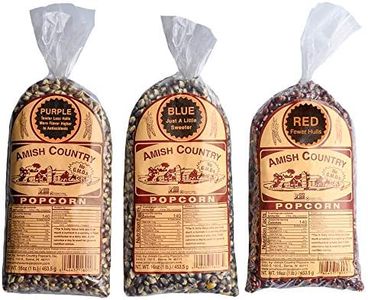 Amish Country Popcorn | 3-1 lb Bags | Purple, Red and Blue Popcorn Kernels | Old Fashioned, Non-GMO and Gluten Free (3-1 lb Bags)