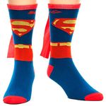 DC Comics Men's Superman Costume Crew Sock with Cape, Blue, One Size