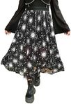 Floerns Women's Plus Size Glitter Star Print Sheer Mesh Flare Hem Maxi Skirt Black Moon 4XL