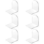 Lulonpon 6 pcs Book Ends, Acrylic Bookends, Non-Skid Book End, Clear Bookends for School Library and Desktop Organizer, Acrylic Book Ends for Book Shelves