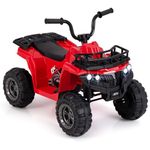 GYMAX Kids Electric Quad Bike, 6V Battery Powered Toy Car with MP3 Player, LED Headlights, Storage Basket, Forward & Backward, Children Ride on ATV for 2-5 Years Old Boys Girls (Red)