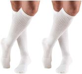 Truform Men's 15-20 mmHg Knee High Cushioned Athletic Support Compression Socks, White, Large (Pack of 2)