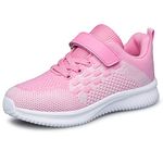 YHOON Girls Shoes Kids Sneakers Outdoor Sports Running Shoes Casual Walking Shoes Pink Big Kid Size 4