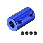 uxcell 5mm to 6.35mm Bore Rigid Coupling Set Screw L25XD14 Aluminum Alloy,Shaft Coupler Connector,Motor Accessories,Dark Blue