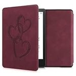 kwmobile Case Compatible with Amazon Kindle Paperwhite 11 Generation 2021 Case - Cover for Kindle Paperwhite Case w/Magnet - Brushed Heart Abstract Dark Red