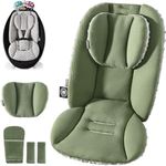mamatepe Infant Car Seat Insert for Newborns, Soft Minky Cushioned Comfort, 2-in-1 Reversible Baby Car Seat Cushion, Fits Strollers, Swings, Rockers, Bouncers & Bassinets, Green