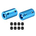 DMiotech 2 Pack 1/4-8mm Bore L25XD14 Rigid Coupling Shaft Coupling Joint Connector w Screws Aluminum Alloy Motor Shaft Connector for 3D Printer Blue