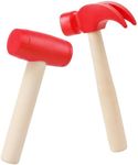 Waenerec 2pcs Toy Hammer Simulation Wooden Hammers Small Plastic Toddler Claw Hammer Portable Kids Maintenance Tools Toys Pretend Play Fake Mallet Hammer for Boys Girls